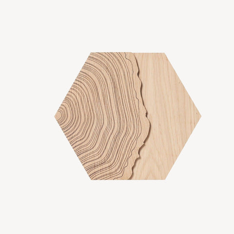 Huldra Hexagon Boomstam - Wandtegel - 21X24Cm