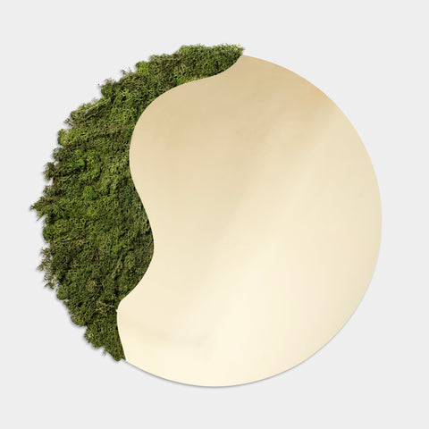 Spiegel Goudkleurig Met Rendiermos - 50X50Cm